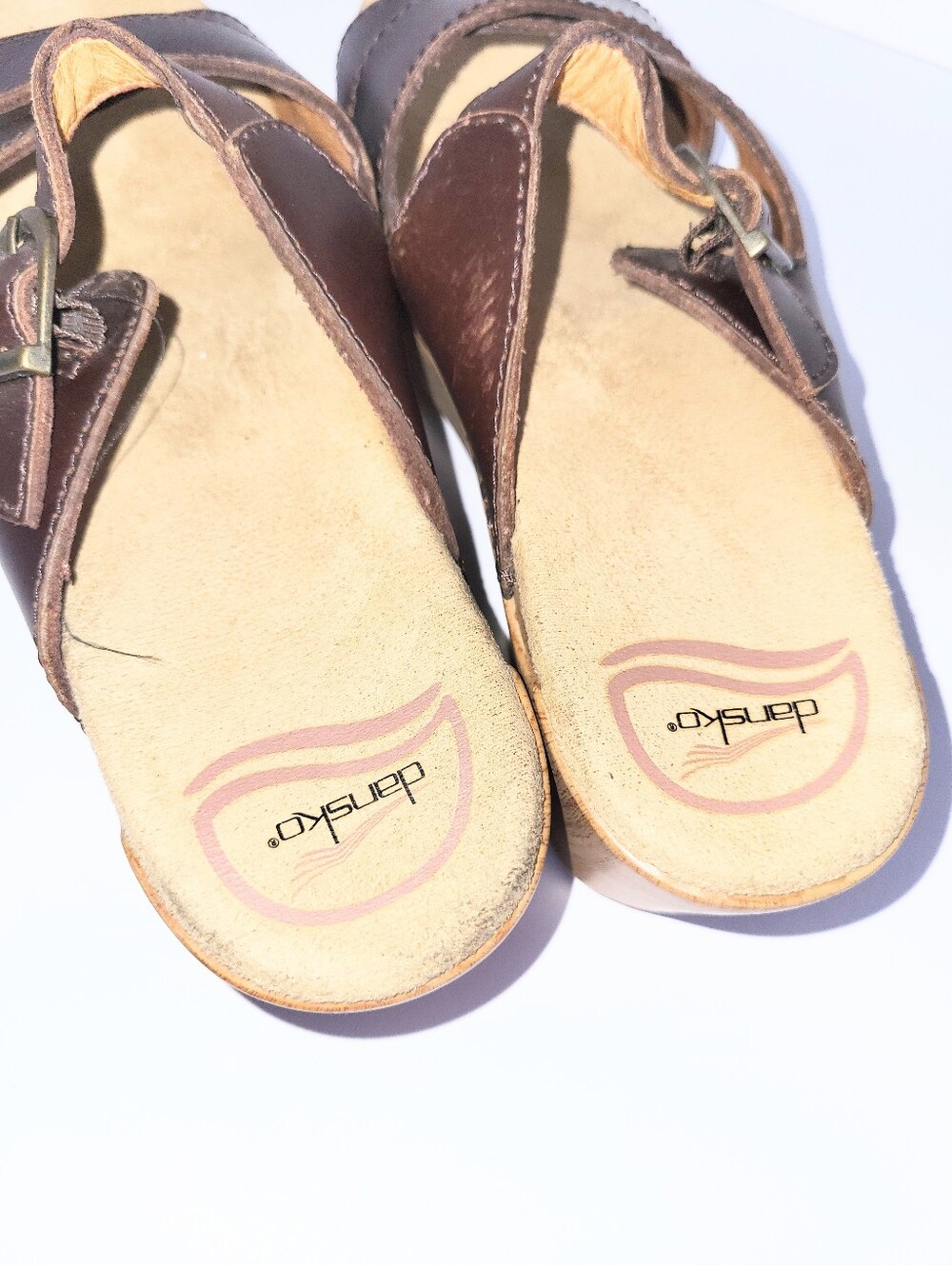 Dansko Sela Wedge Sandals Comfort Leather & Faux Wood Platform Size 39 Or 8.5-9 - Picture 8 of 15